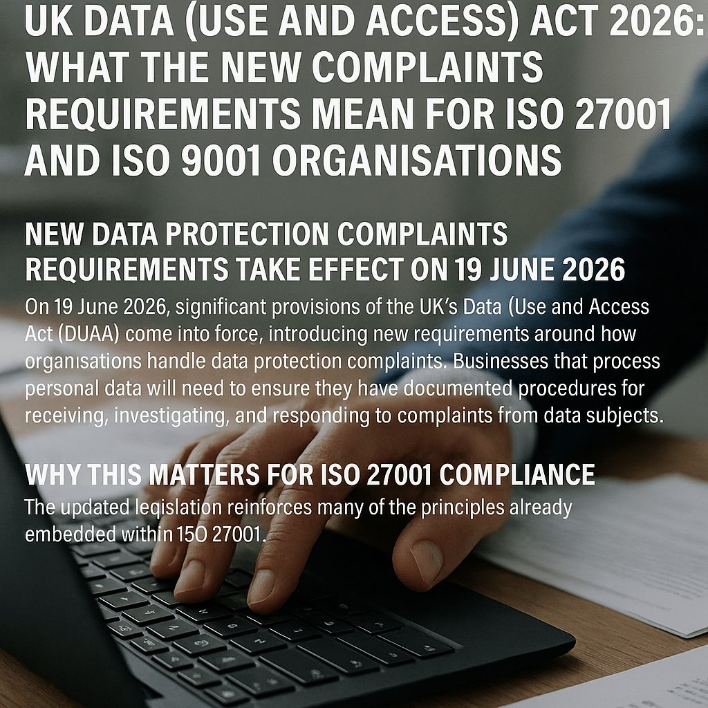 Compliance Managers - New Data Protection Complaints Requirements in the UK are changing the game for ISO 27001 and ISO 90